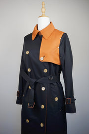 WTC-3742 Black & Orange Luxury Style Trench Coat ( Waterproof )
