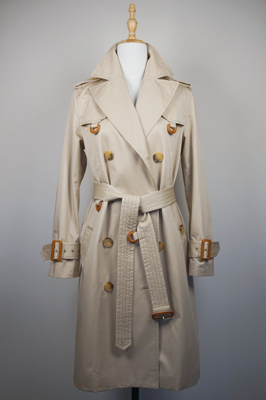 WTC-3585 Beige Luxury Style Loop Trench Coat ( Waterproof )