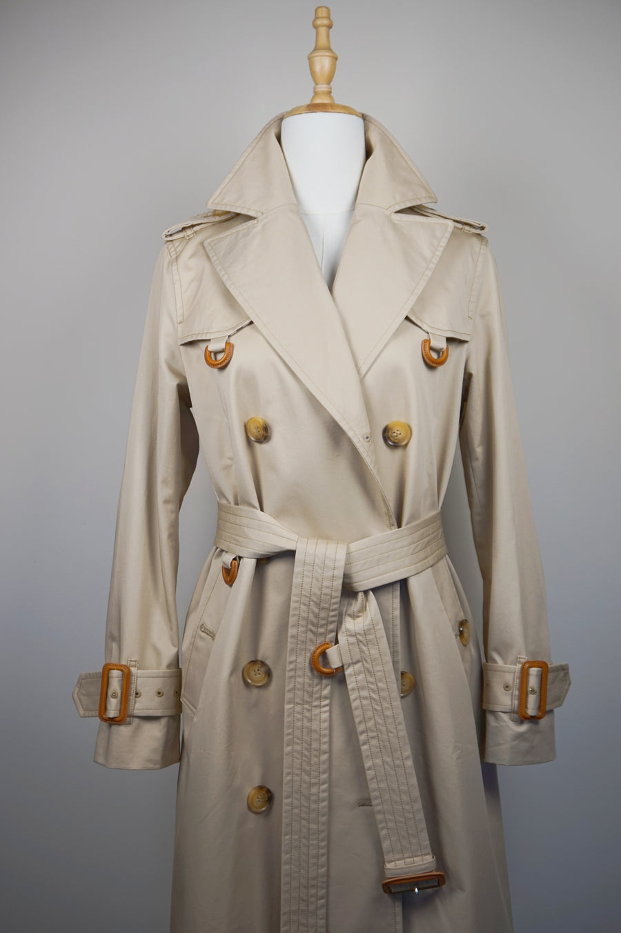 WTC-3585 Beige Luxury Style Loop Trench Coat ( Waterproof )