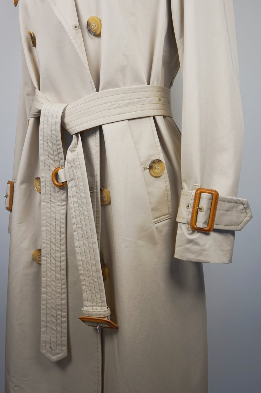 WTC-3585 Beige Luxury Style Loop Trench Coat ( Waterproof )