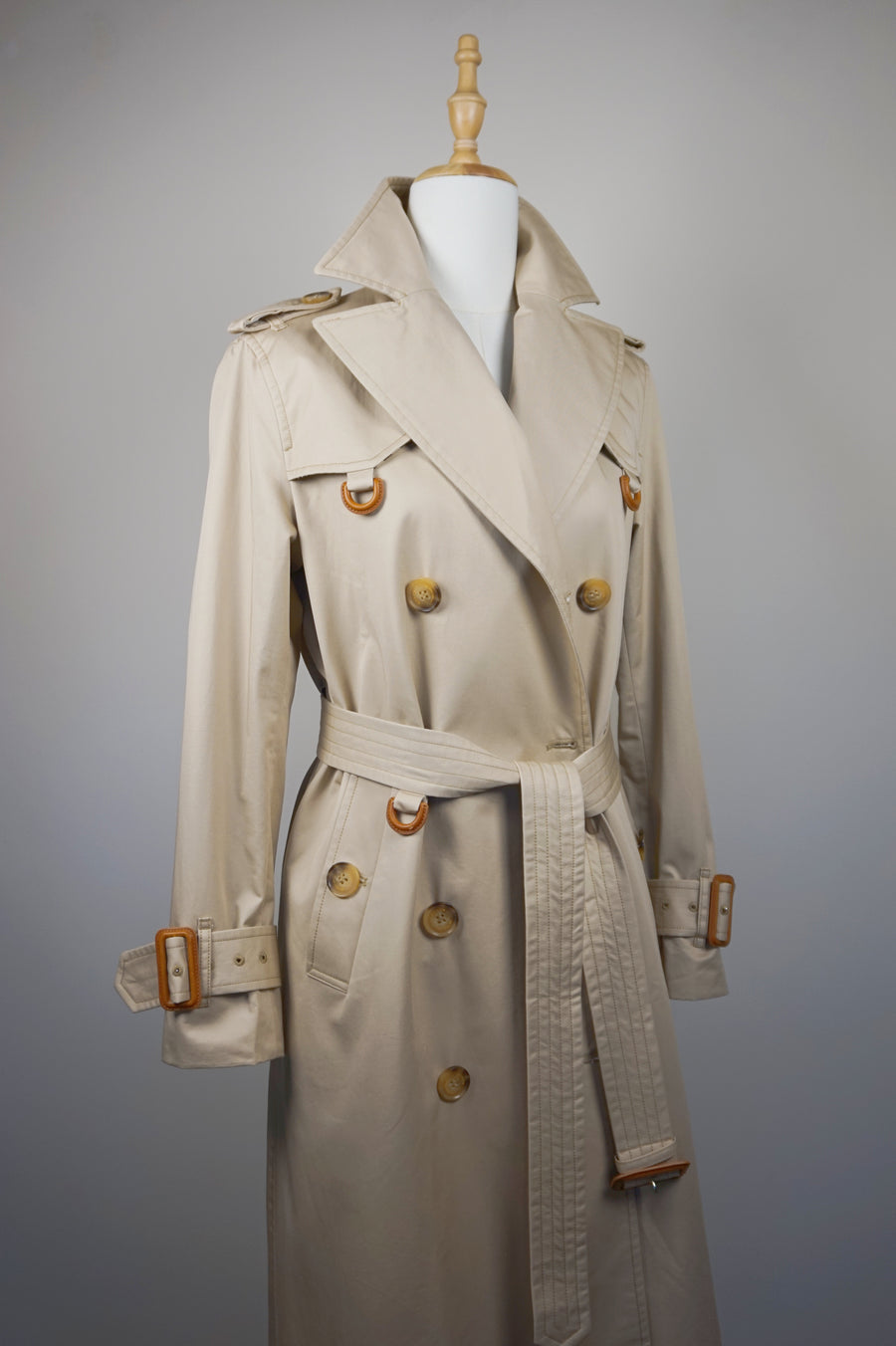 WTC-3585 Beige Luxury Style Loop Trench Coat ( Waterproof )