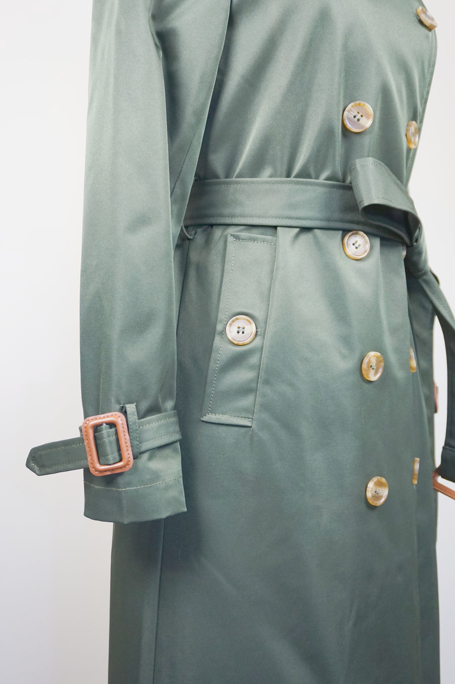 WTC-94864 Army Green Classic Style Trench Coat ( Size 4 )
