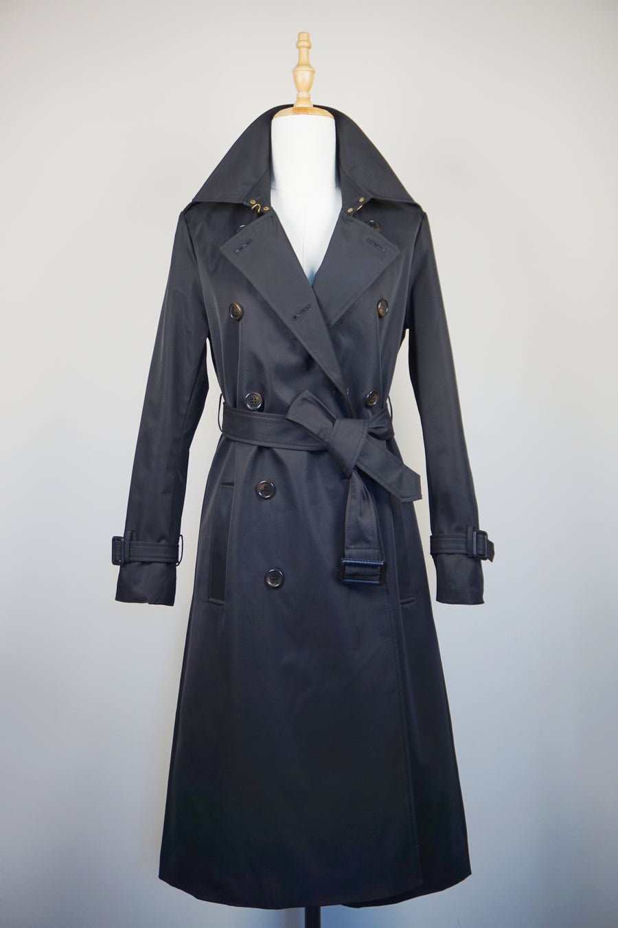 WTC-1754B Black Classic Style Waterproof Trench Coat