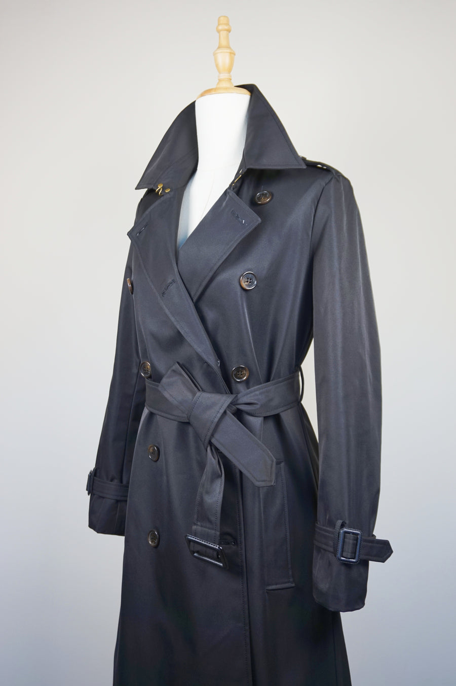 WTC-1754B Black Classic Style Waterproof Trench Coat