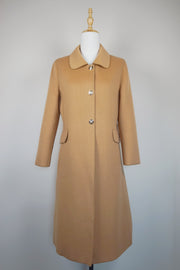 WWC-6073 Camel Elegant Style Piping Wool Coat