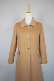 WWC-6073 Camel Elegant Style Piping Wool Coat