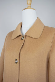 WWC-6073 Camel Elegant Style Piping Wool Coat