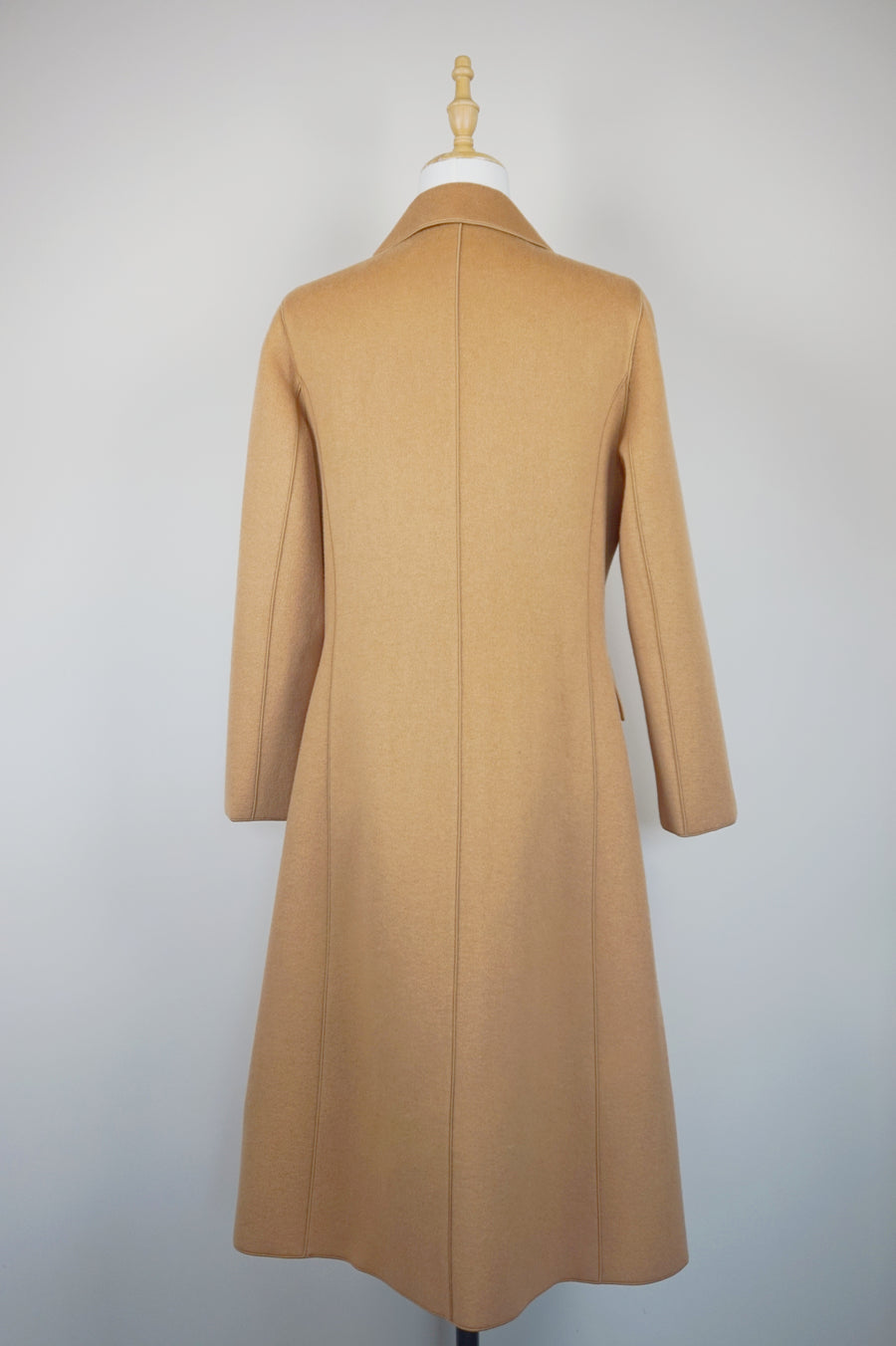 WWC-6073 Camel Elegant Style Piping Wool Coat