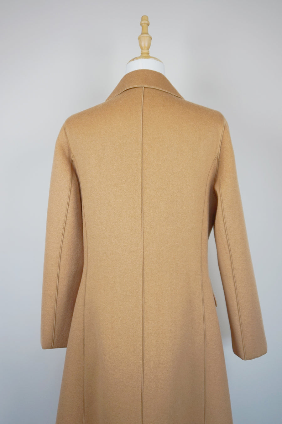 WWC-6073 Camel Elegant Style Piping Wool Coat