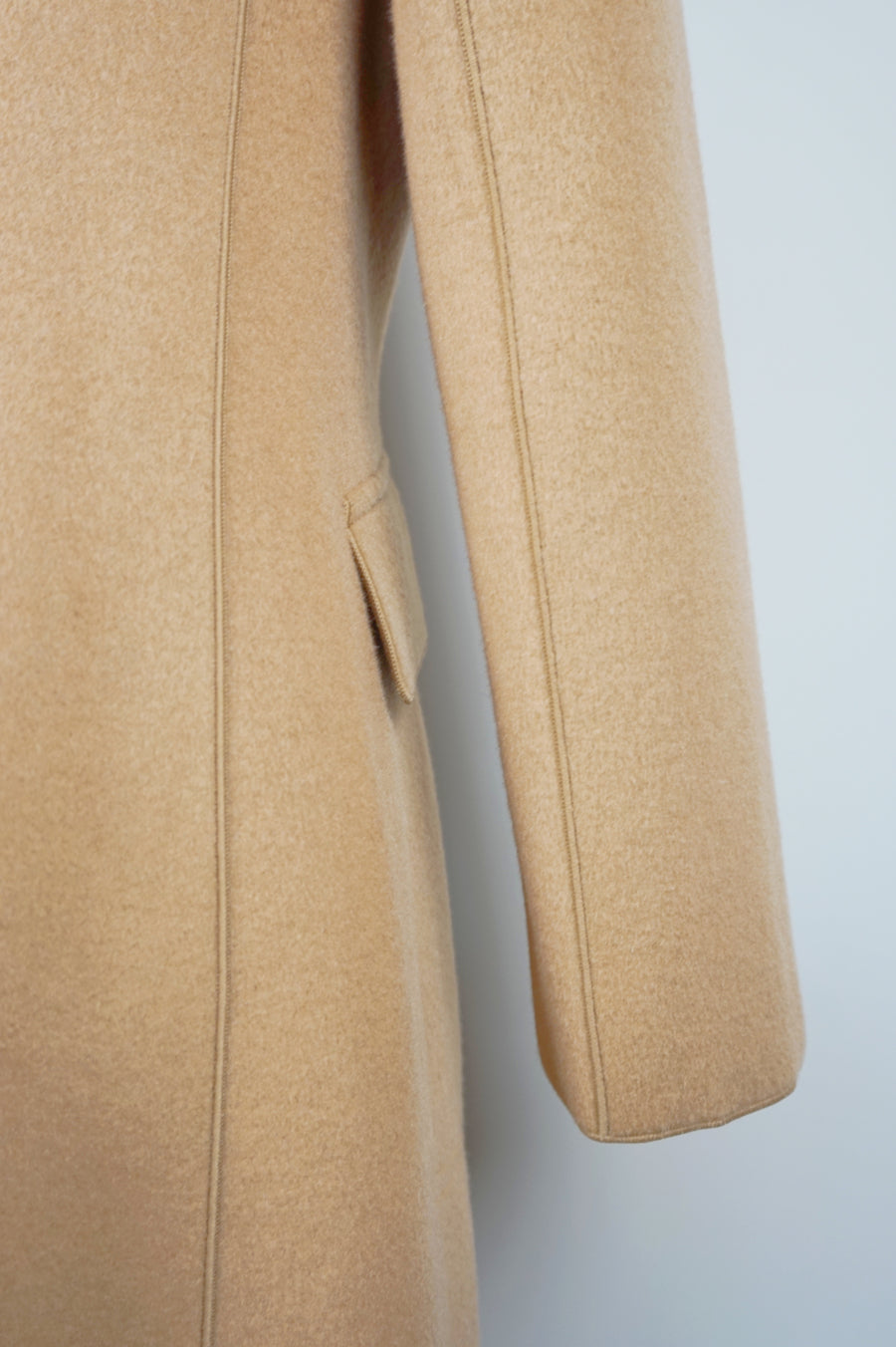 WWC-6073 Camel Elegant Style Piping Wool Coat