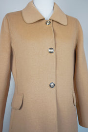 WWC-6073 Camel Elegant Style Piping Wool Coat