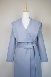 WWC-8820 Light Blue Decorative Stich Wool Coat