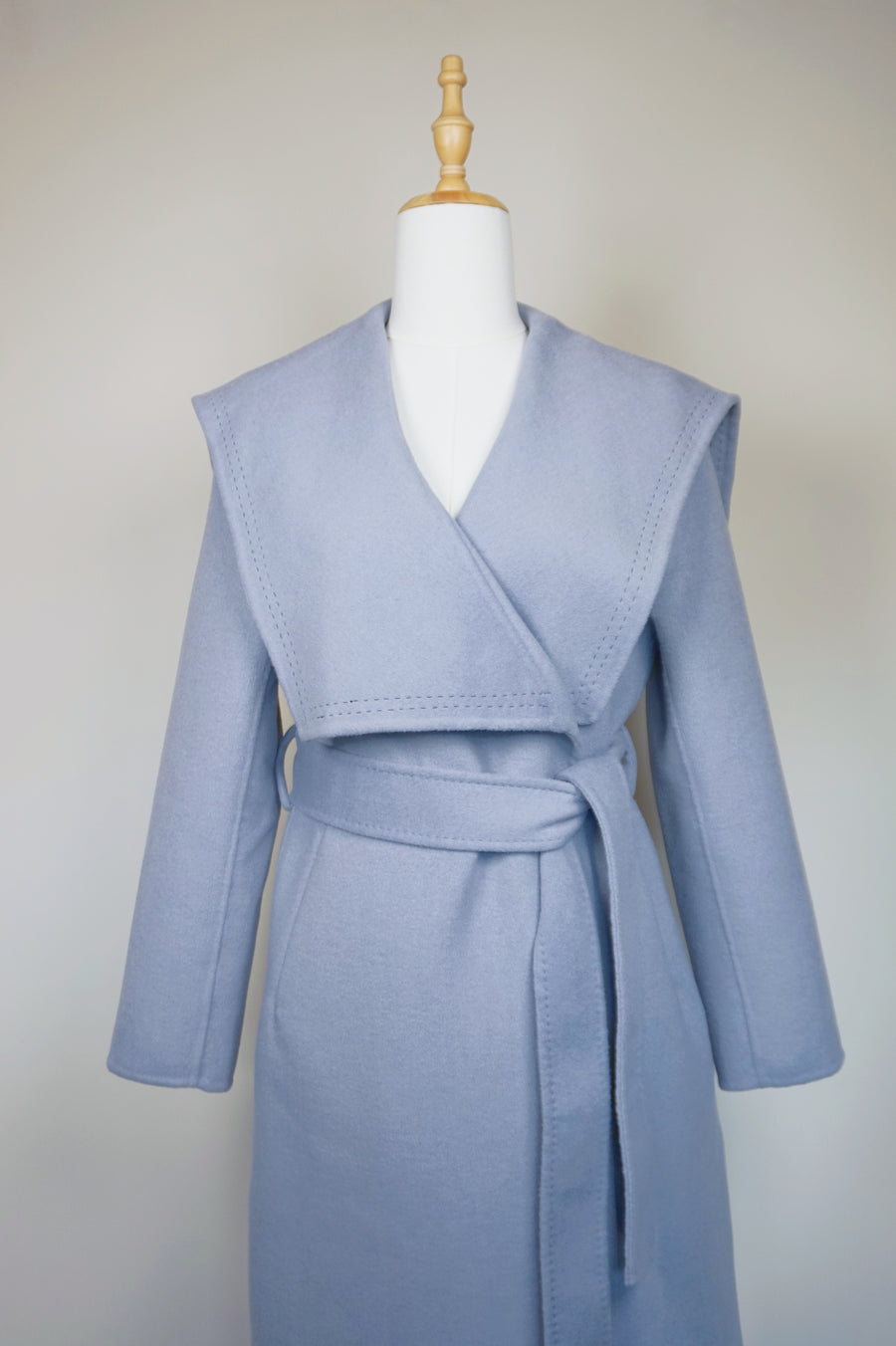 WWC-8820 Light Blue Decorative Stich Wool Coat