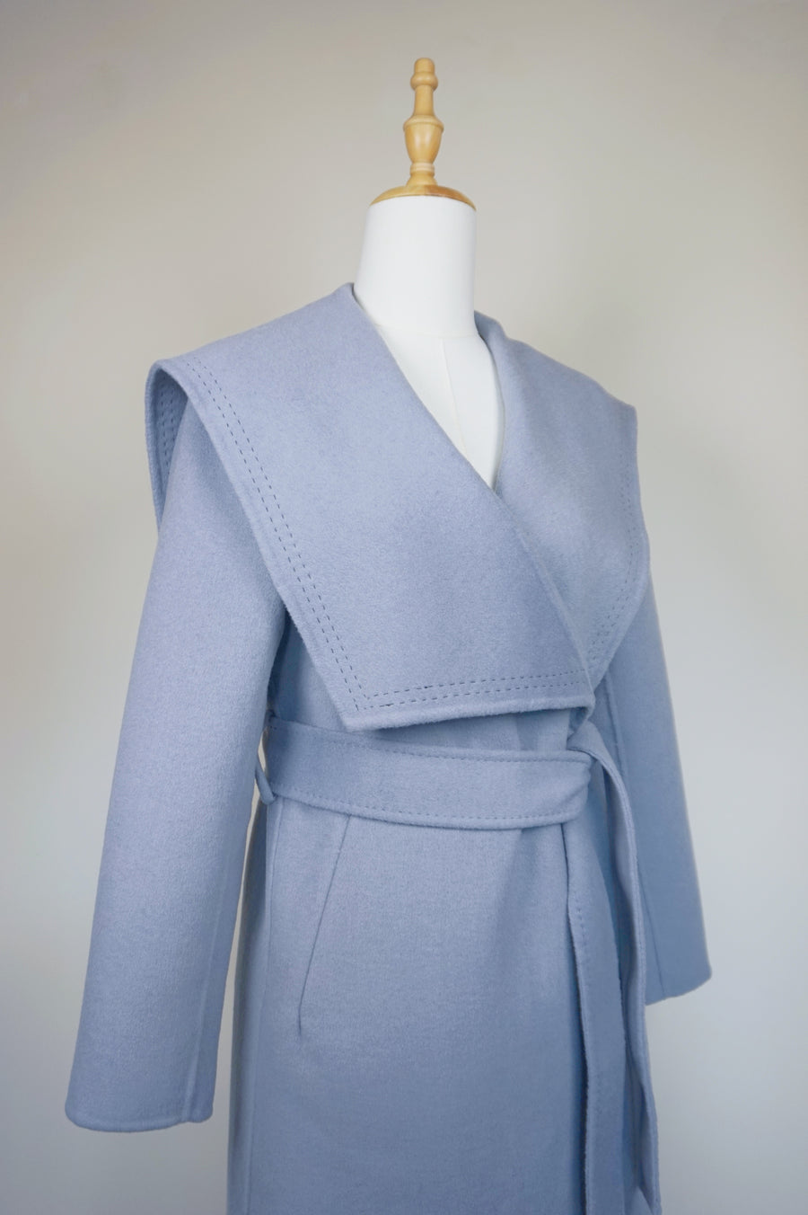 WWC-8820 Light Blue Decorative Stich Wool Coat