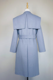 WWC-8820 Light Blue Decorative Stich Wool Coat