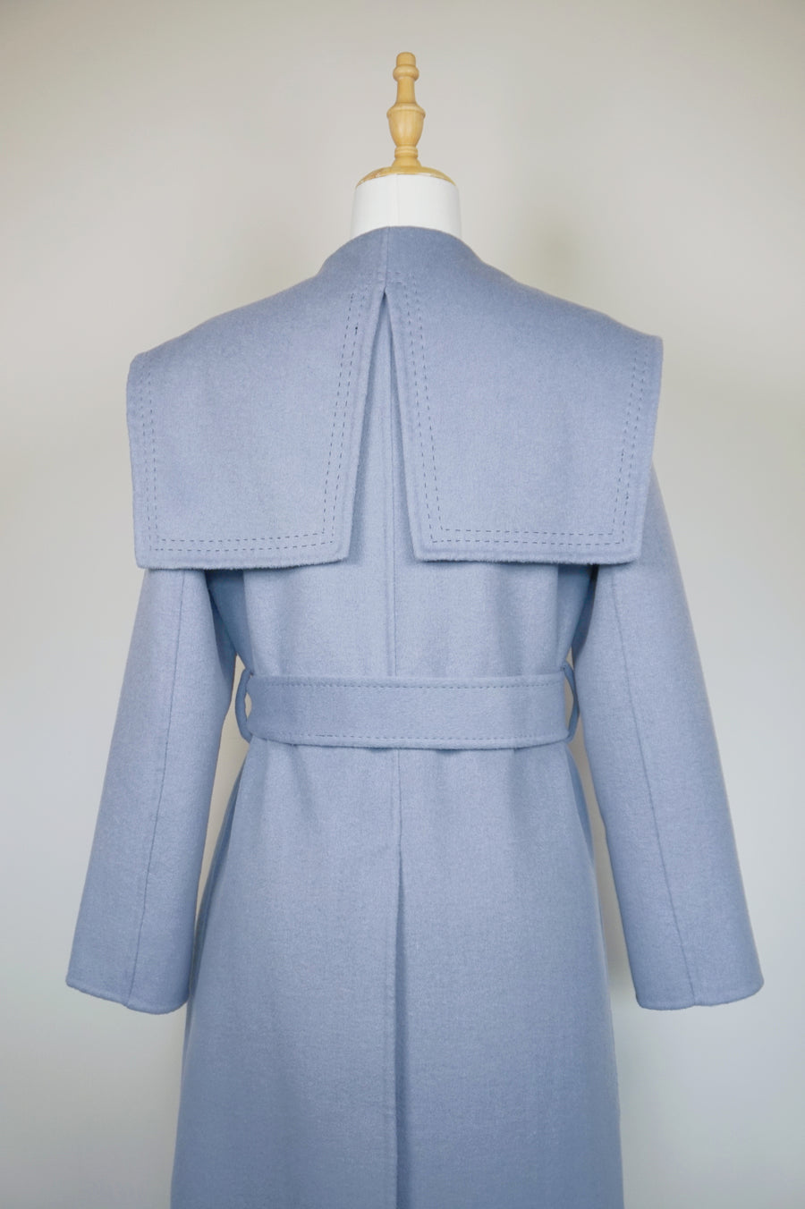 WWC-8820 Light Blue Decorative Stich Wool Coat