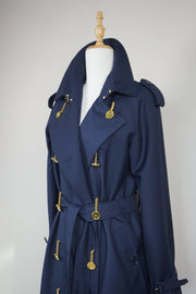 WTC-4236 Royal Blue Luxury Style Trench Coat ( Waterproof )