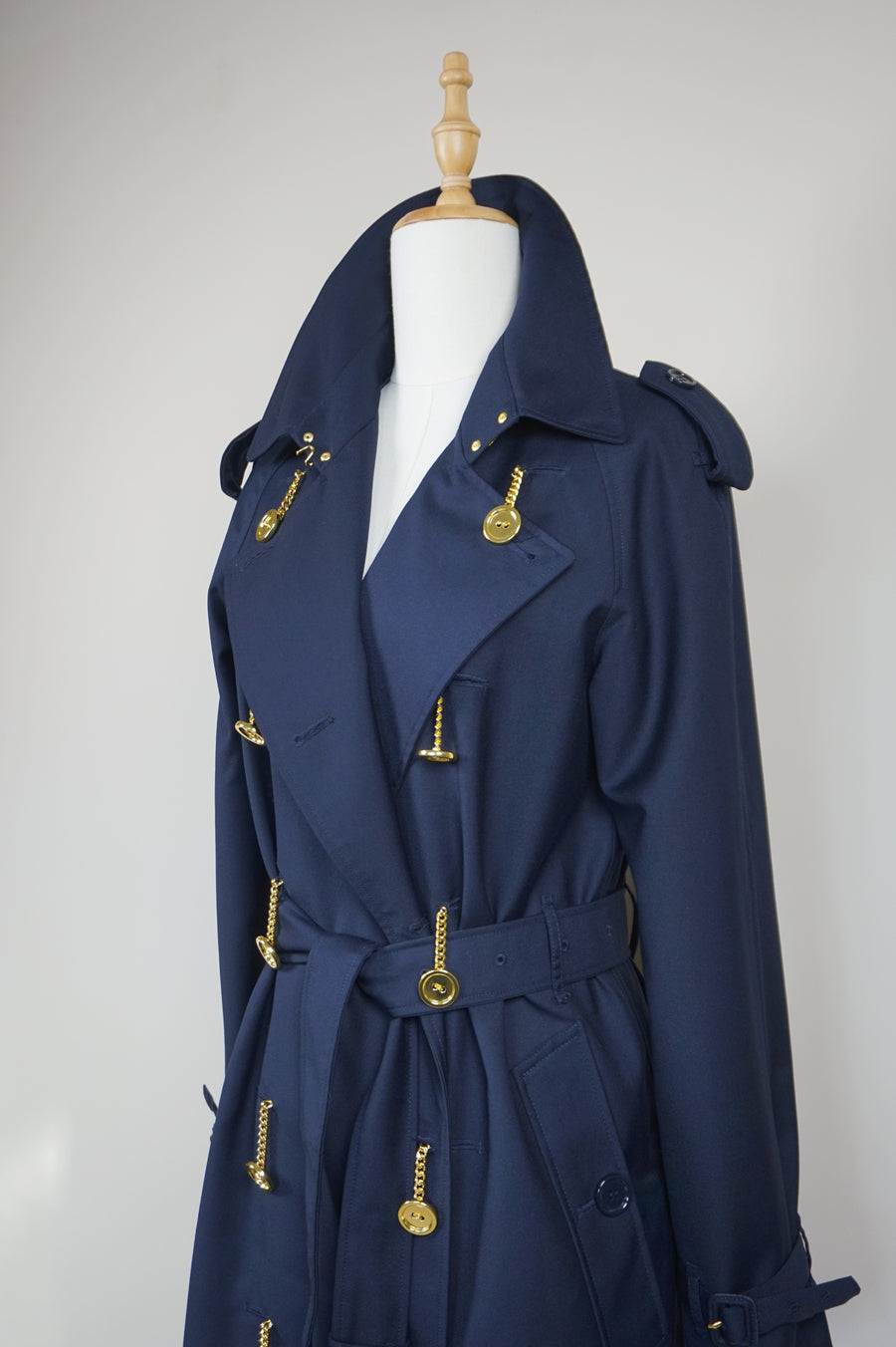 WTC-4236 Royal Blue Luxury Style Trench Coat ( Waterproof )