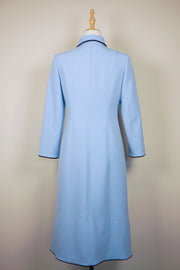 WTC-3338 Light Blue Elegant Style Piping Trench Coat