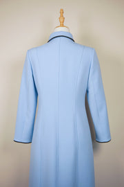 WTC-3338 Light Blue Elegant Style Piping Trench Coat