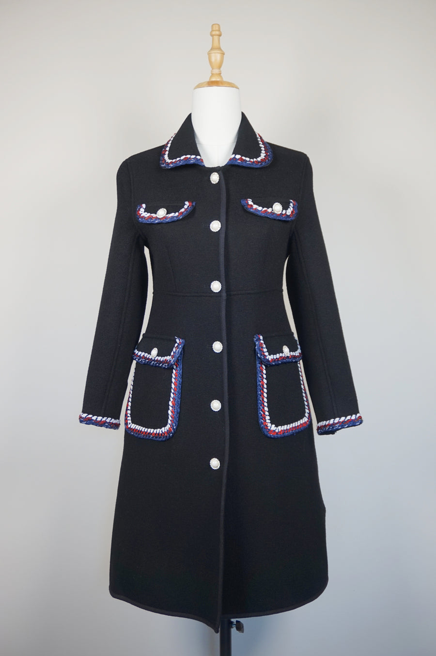 WWC-80AA Black Luxury Style Wool Coat
