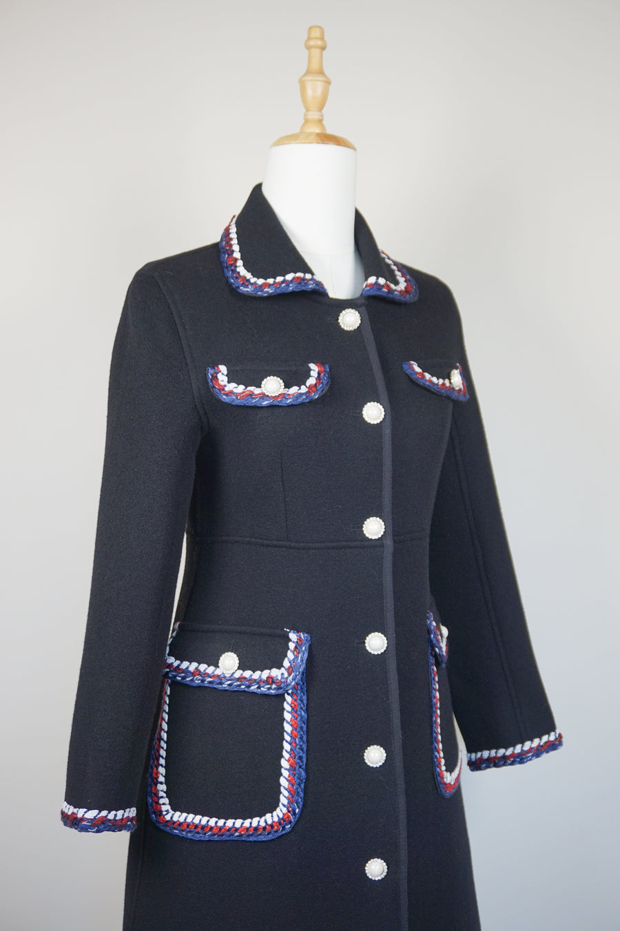 WWC-80AA Black Luxury Style Wool Coat