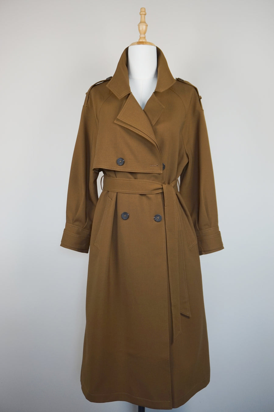 WTC-1314 Chocolate Chic Style Wool Trench Coat ( Waterproof )
