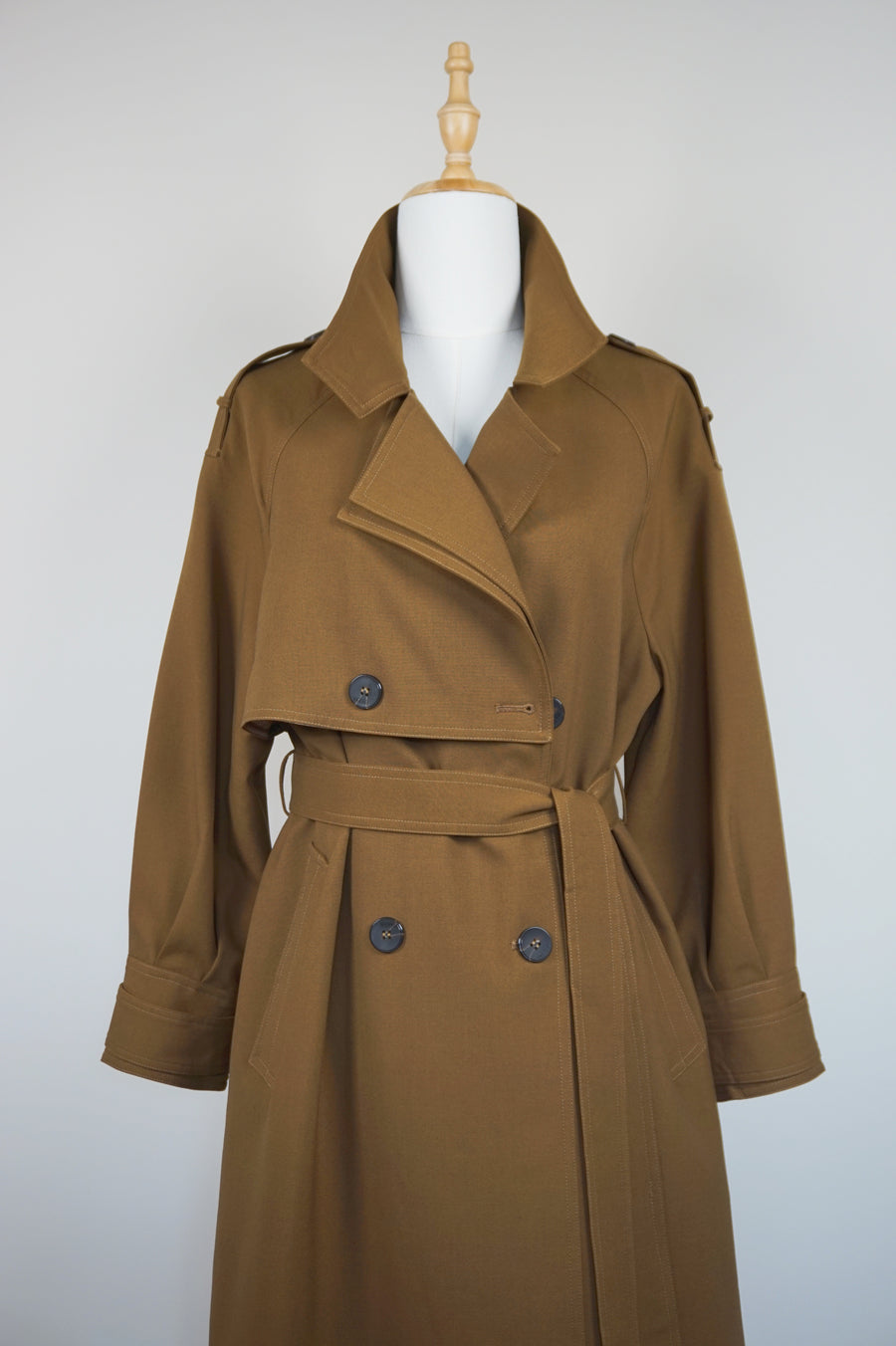 WTC-1314 Chocolate Chic Style Wool Trench Coat ( Waterproof )
