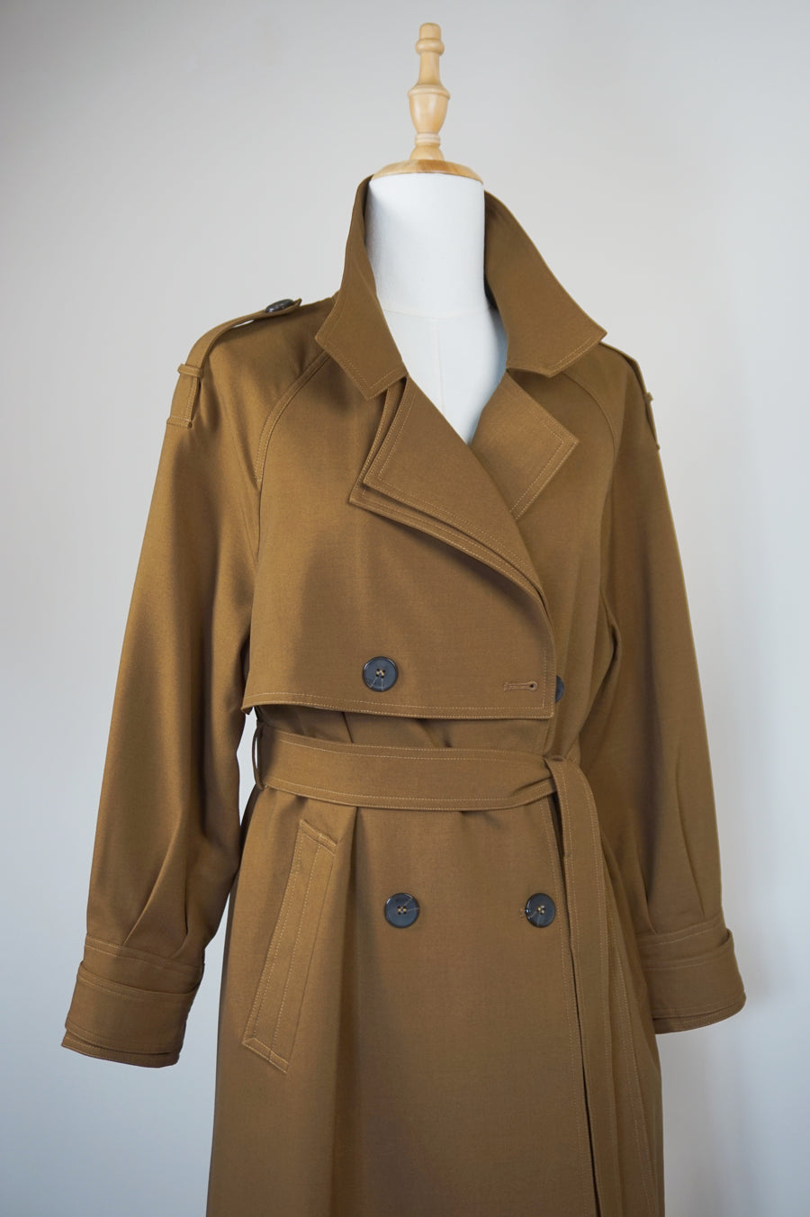 WTC-1314 Chocolate Chic Style Wool Trench Coat ( Waterproof )