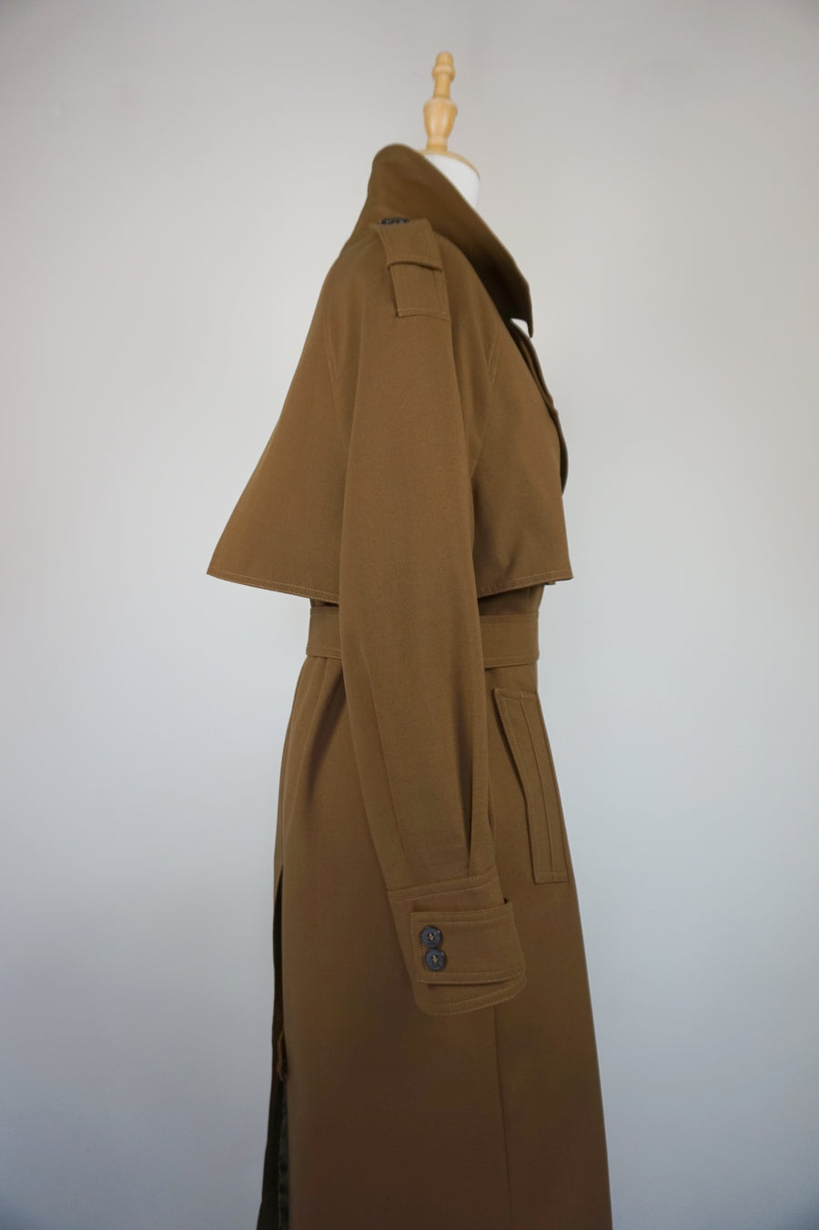 WTC-1314 Chocolate Chic Style Wool Trench Coat ( Waterproof )