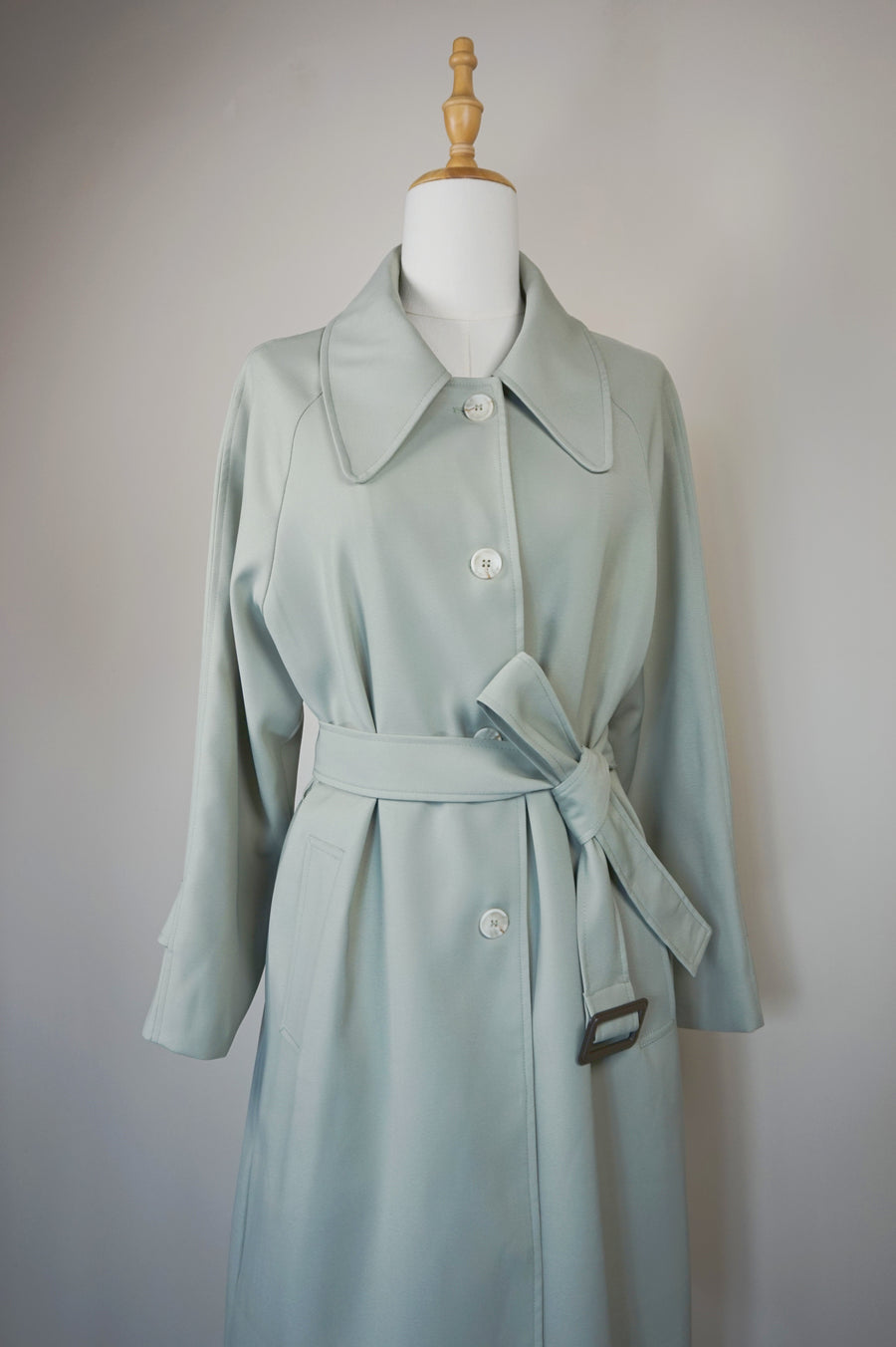 WTC-9966 Light Green Elegant Style Trench Coat