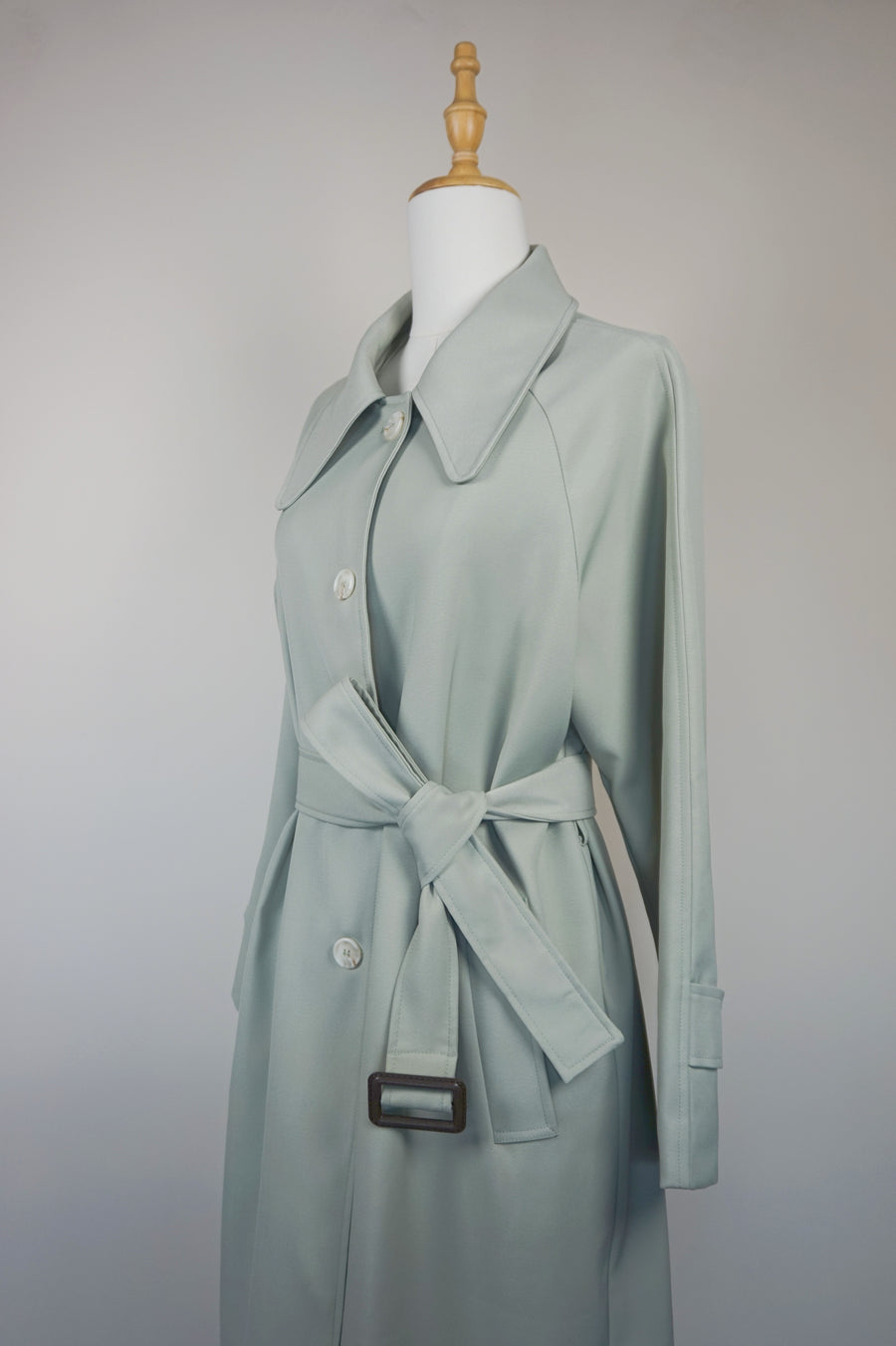 WTC-9966 Light Green Elegant Style Trench Coat