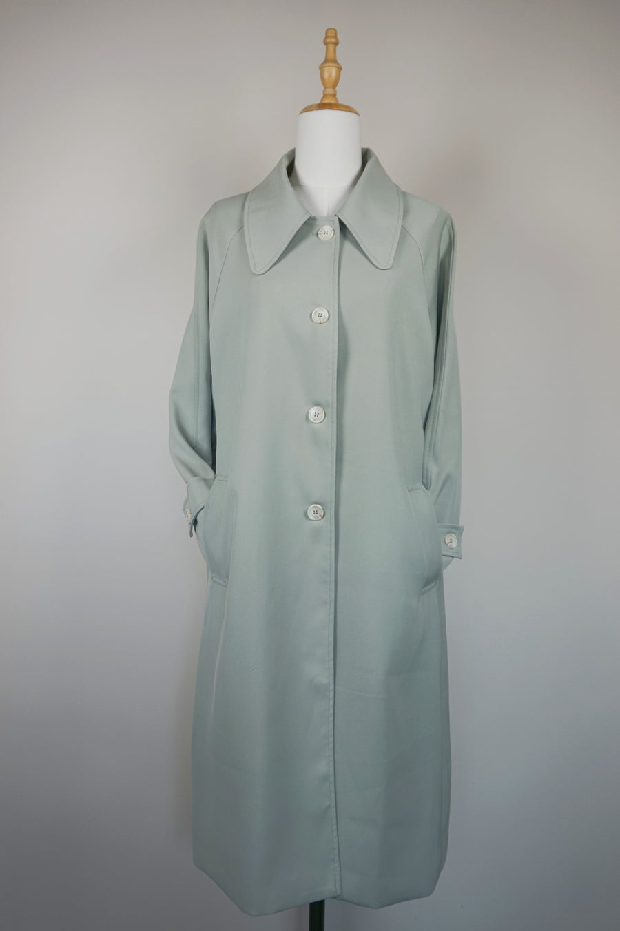WTC-9966 Light Green Elegant Style Trench Coat