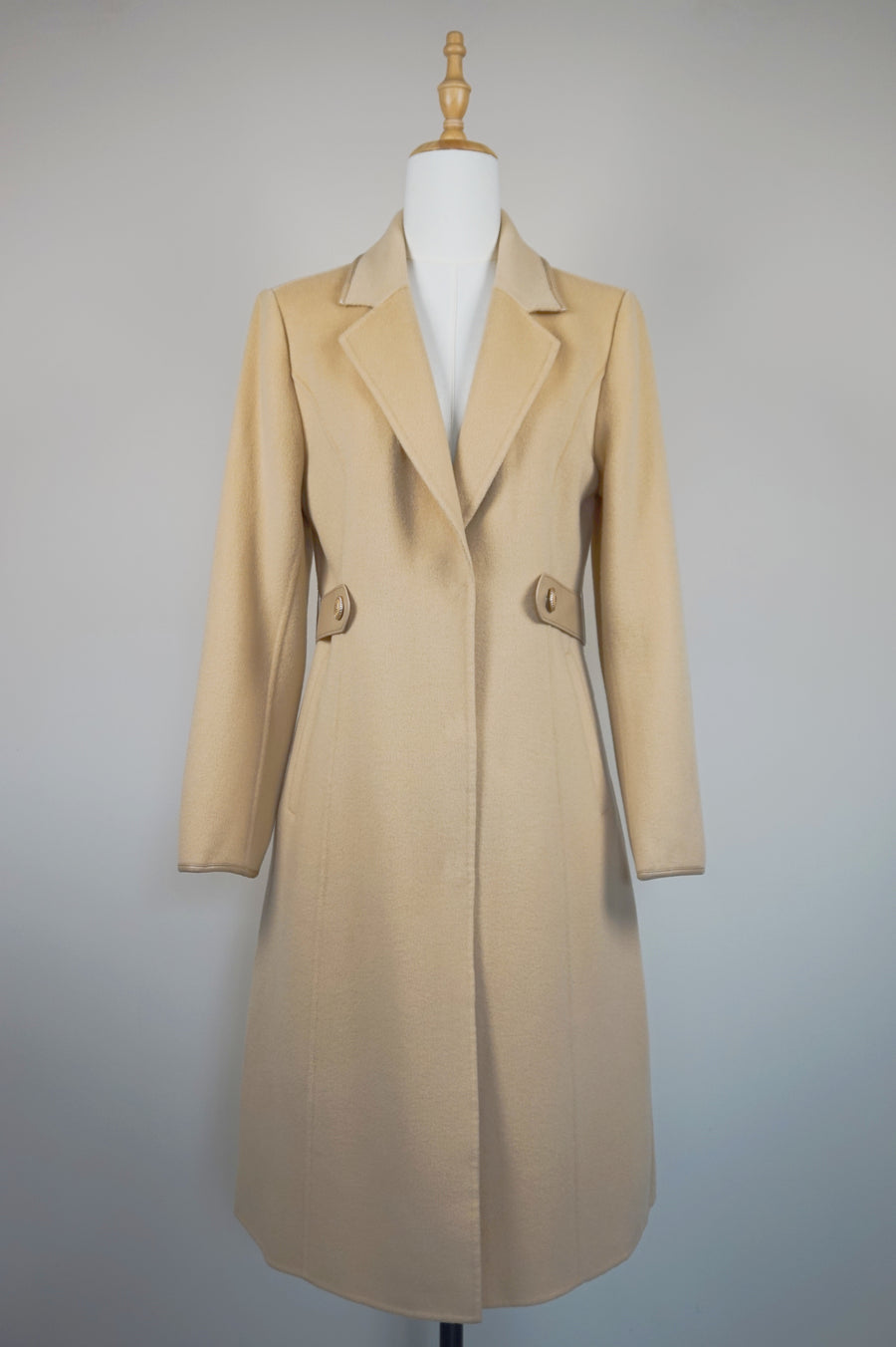 WCC-0582 Light Apricot Elegant Style Cashmere Coat