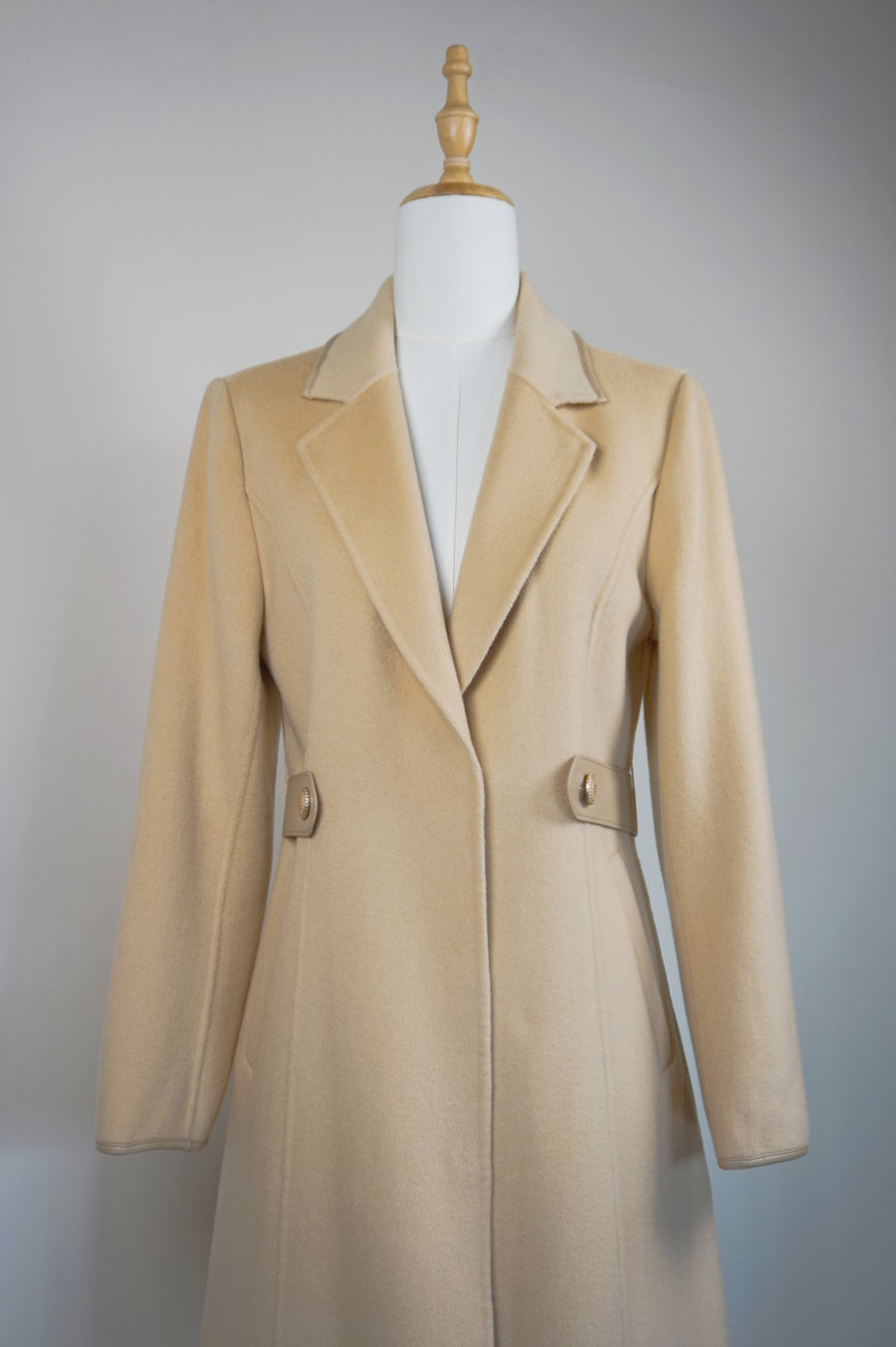 WCC-0582 Light Apricot Elegant Style Cashmere Coat