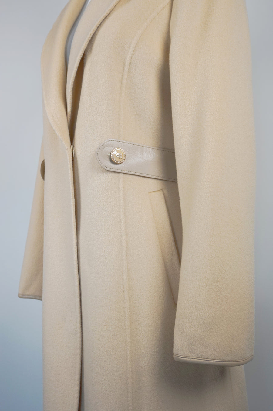 WCC-0582 Light Apricot Elegant Style Cashmere Coat