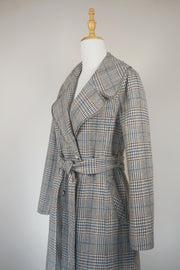 WWC-3680 Grey Check French Style Wool Coat