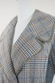 WWC-3680 Grey Check French Style Wool Coat