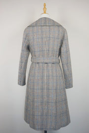 WWC-3680 Grey Check French Style Wool Coat