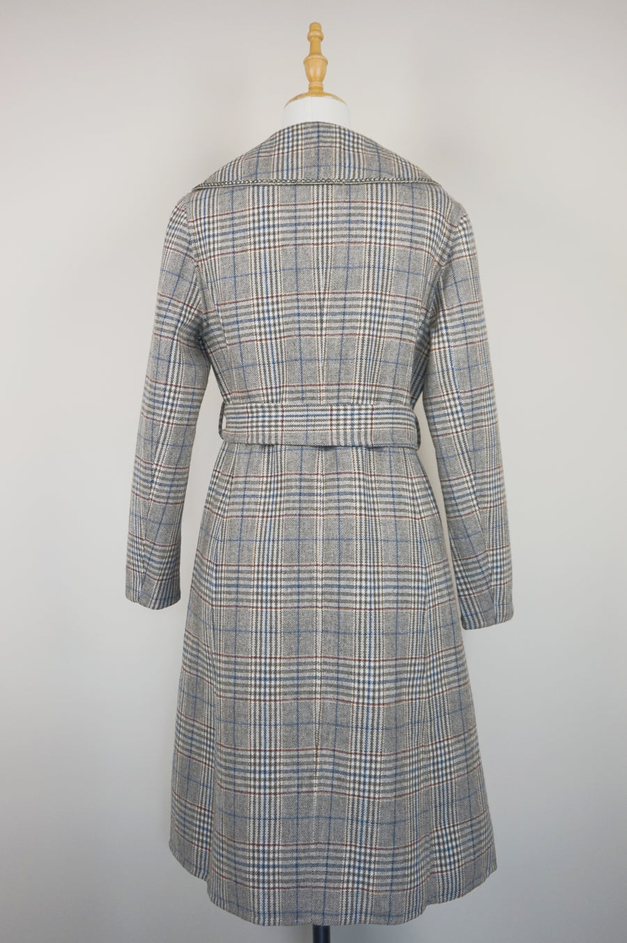 WWC-3680 Grey Check French Style Wool Coat