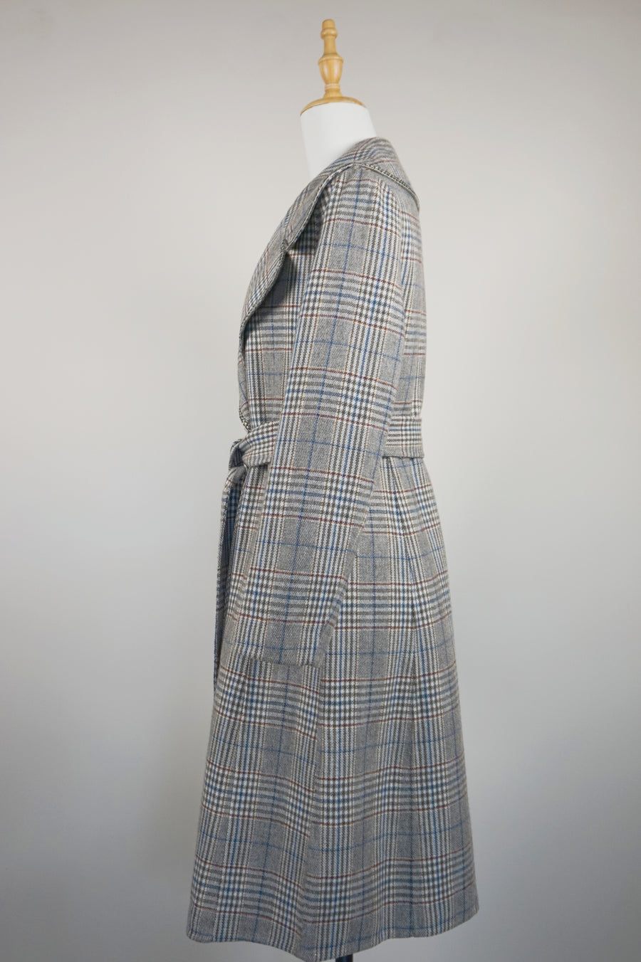 WWC-3680 Grey Check French Style Wool Coat