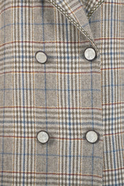 WWC-3680 Grey Check French Style Wool Coat