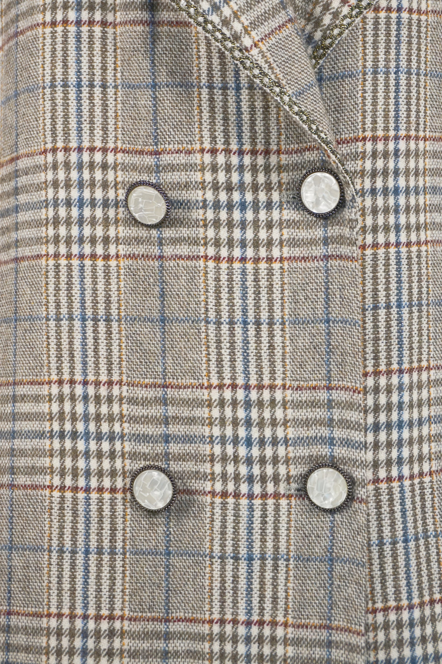 WWC-3680 Grey Check French Style Wool Coat