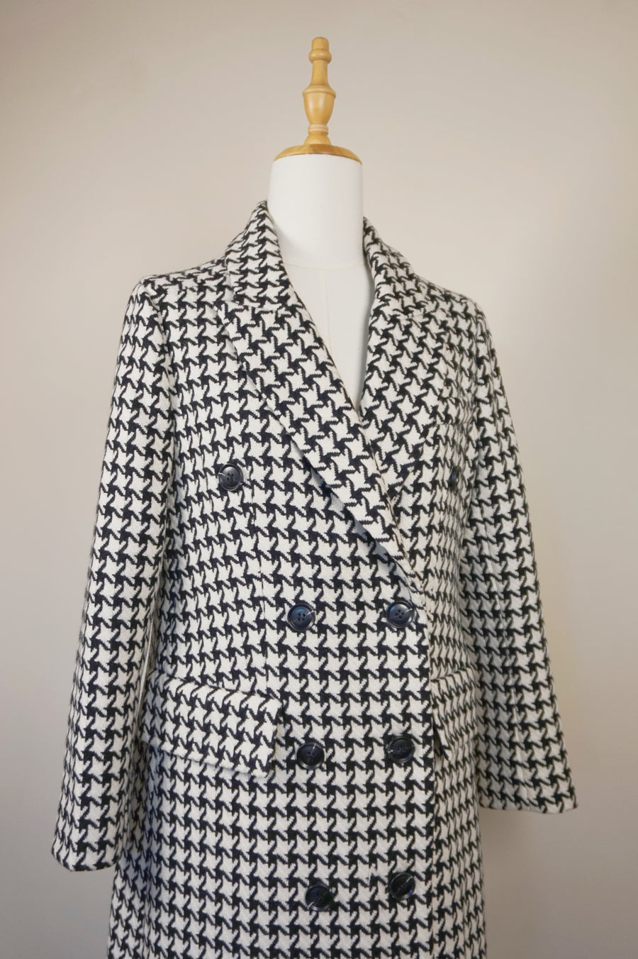 WWC-98203 Houndstooth Classic Style Wool Coat