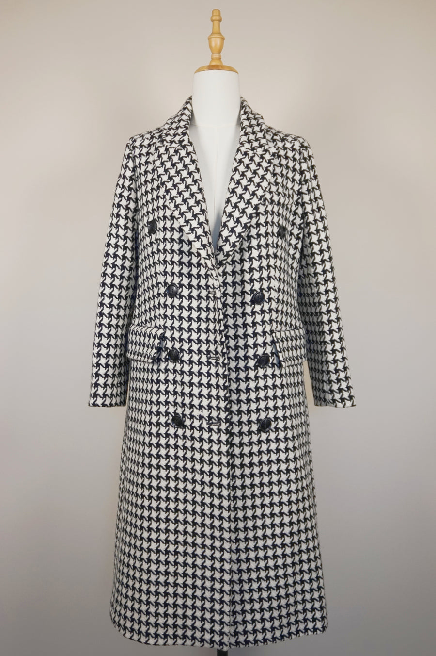 WWC-98203 Houndstooth Classic Style Wool Coat