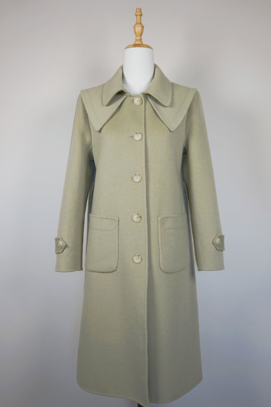 WCC-9375 Pale Green Elegant Style Cashmere Coat