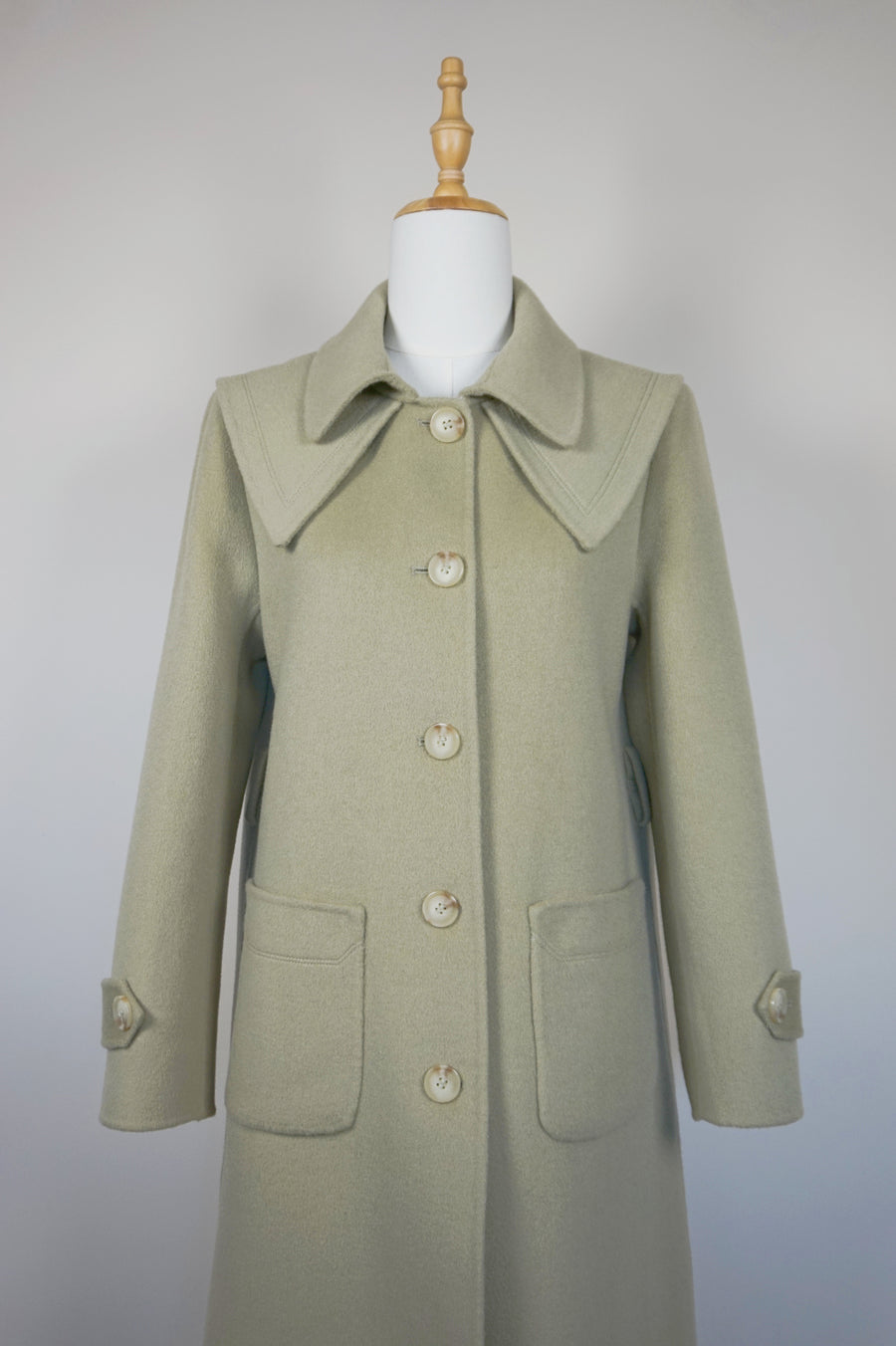 WCC-9375 Pale Green Elegant Style Cashmere Coat