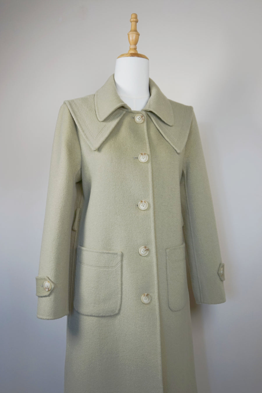 WCC-9375 Pale Green Elegant Style Cashmere Coat
