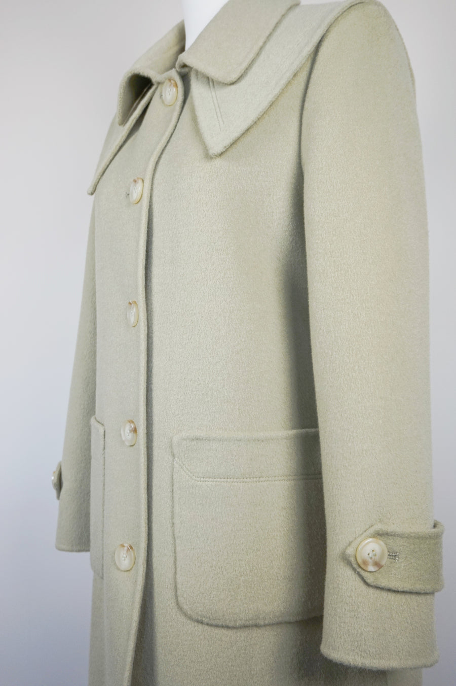 WCC-9375 Pale Green Elegant Style Cashmere Coat