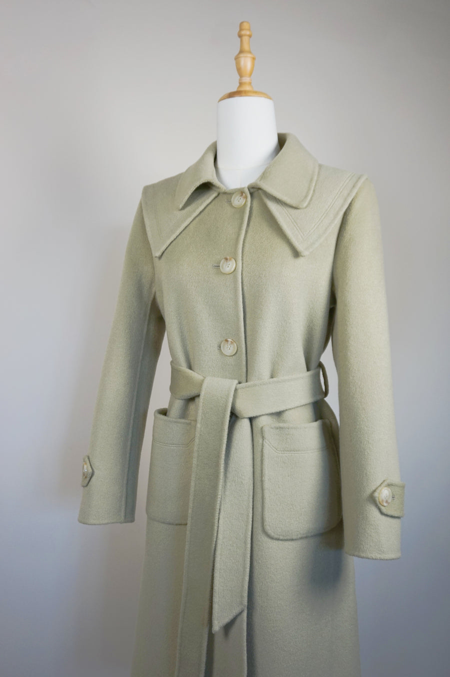 WCC-9375 Pale Green Elegant Style Cashmere Coat